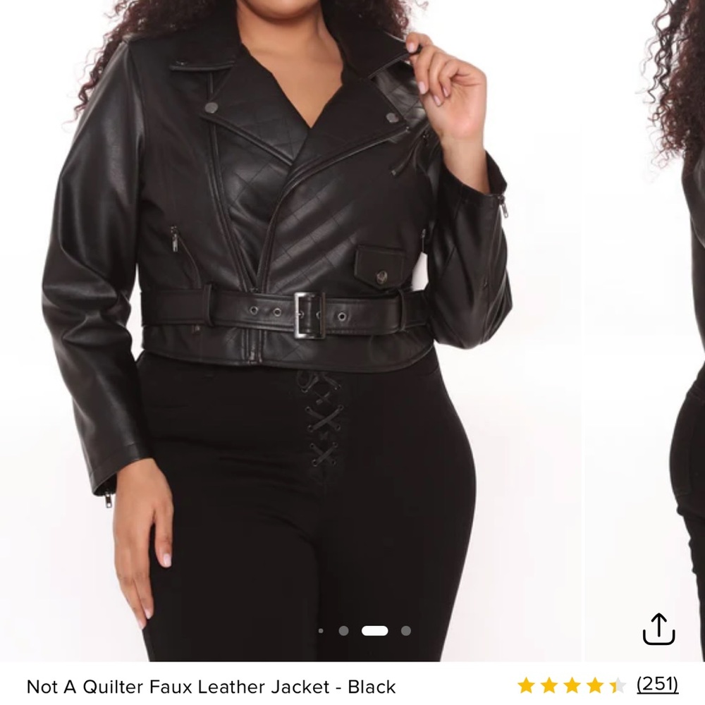 Fashion Nova Quilted Black Faux Leather Jacket